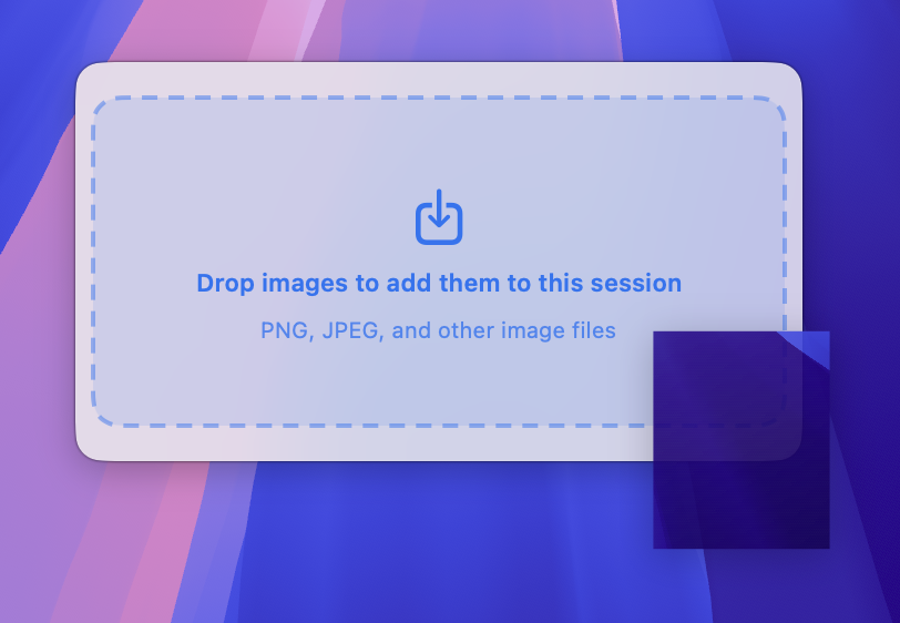SnapMerge drag and drop area for adding images into the current session